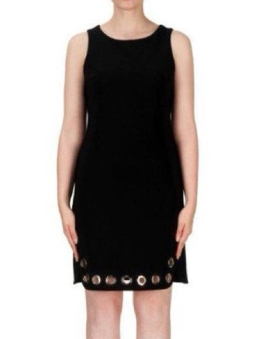 Karl Lagerfeld Black Sleeveless Shift Dress with Grommet Hem